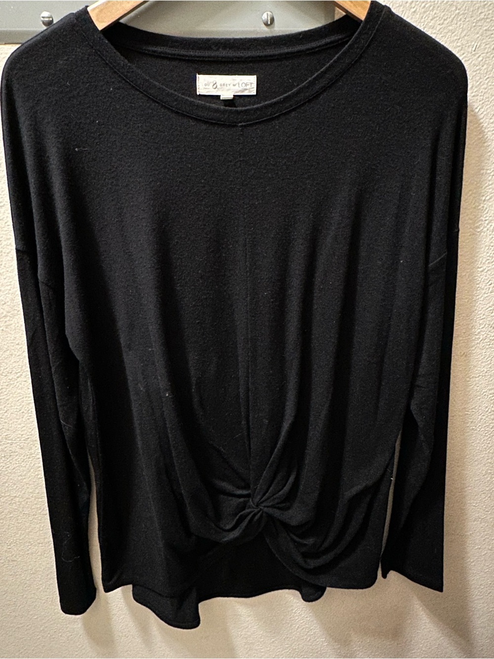 LOFT Black Long Sleeve Twist-Front Tee
